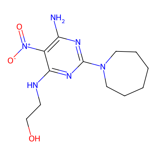 2-((6-Amino-2-(azepan-1-yl)-5-nitropyrimidin-4-yl)amino)ethanol structure