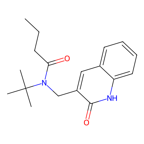 N-tert-butyl-N-[(2-oxo-1H-quinolin-3-yl)methyl]butanamide structure