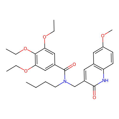 N-butyl-3,4,5-triethoxy-N-((2-hydroxy-6-methoxyquinolin-3-yl)methyl)benzamide structure
