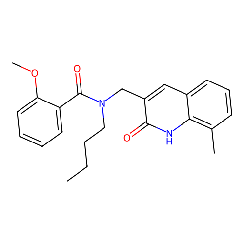 N-butyl-2-methoxy-N-[(8-methyl-2-oxo-1H-quinolin-3-yl)methyl]benzamide structure