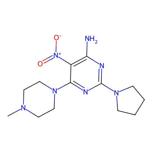 6-(4-Methylpiperazin-1-yl)-5-nitro-2-(pyrrolidin-1-yl)pyrimidin-4-amine structure