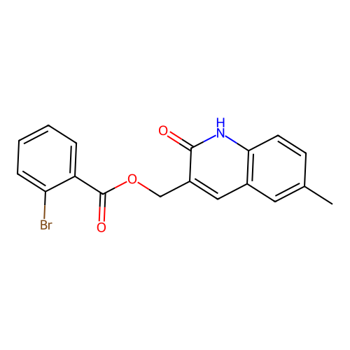 (6-methyl-2-oxo-1H-quinolin-3-yl)methyl 2-bromobenzoate structure