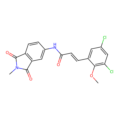 (E)-3-(3,5-dichloro-2-methoxyphenyl)-N-(2-methyl-1,3-dioxoisoindol-5-yl)prop-2-enamide structure