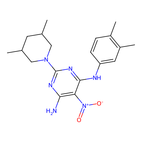 N4-(3,4-DIMETHYLPHENYL)-2-(3,5-DIMETHYLPIPERIDIN-1-YL)-5-NITROPYRIMIDINE-4,6-DIAMINE structure