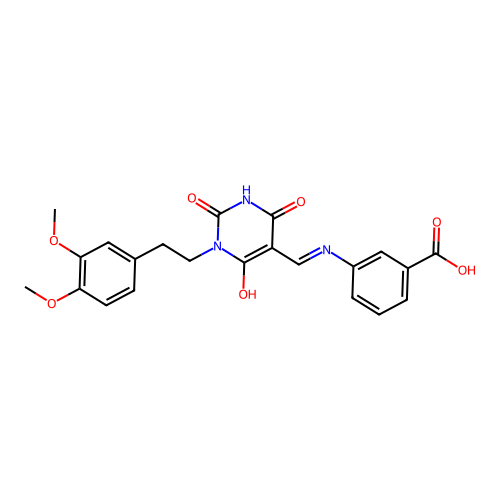 3-[[1-[2-(3,4-dimethoxyphenyl)ethyl]-2,4,6-trioxo-1,3-diazinan-5-ylidene]methylamino]benzoic Acid structure