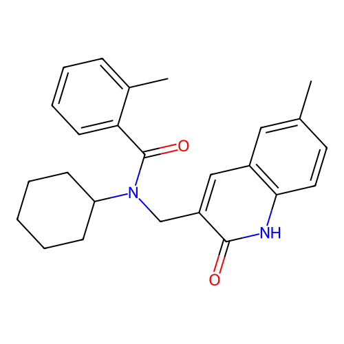 N-cyclohexyl-2-methyl-N-[(6-methyl-2-oxo-1H-quinolin-3-yl)methyl]benzamide structure