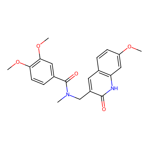 3,4-dimethoxy-N-[(7-methoxy-2-oxo-1H-quinolin-3-yl)methyl]-N-methylbenzamide structure