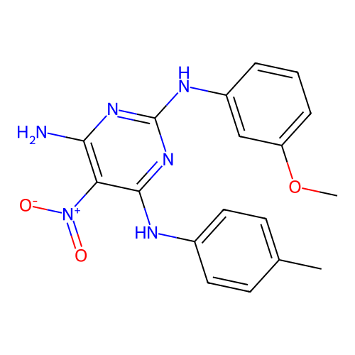 N~2~-(3-methoxyphenyl)-N~4~-(4-methylphenyl)-5-nitropyrimidine-2,4,6-triamine structure
