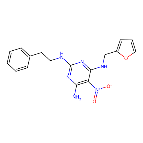{6-Amino-5-nitro-2-[(2-phenylethyl)amino]pyrimidin-4-yl}(2-furylmethyl)amine structure