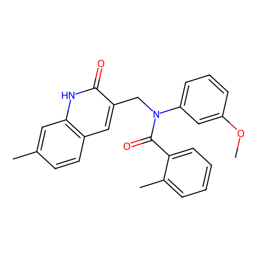 N-((2-hydroxy-7-methylquinolin-3-yl)methyl)-N-(3-methoxyphenyl)-2-methylbenzamide structure