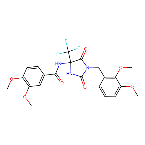 N-(1-(2,3-dimethoxybenzyl)-2,5-dioxo-4-(trifluoromethyl)imidazolidin-4-yl)-3,4-dimethoxybenzamide structure