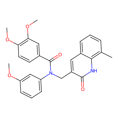 3,4-dimethoxy-N-(3-methoxyphenyl)-N-[(8-methyl-2-oxo-1H-quinolin-3-yl)methyl]benzamide structure