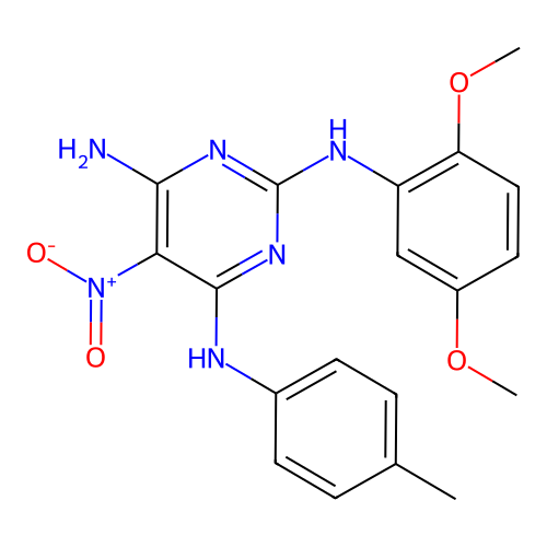 N2-(2,5-dimethoxyphenyl)-5-nitro-N4-(p-tolyl)pyrimidine-2,4,6-triamine structure