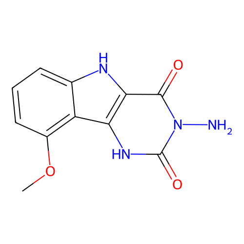 3-amino-9-methoxy-1H-pyrimido[5,4-b]indole-2,4(3H,5H)-dione structure