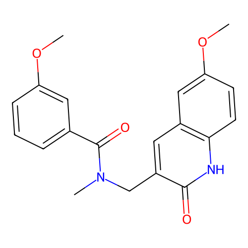 3-methoxy-N-[(6-methoxy-2-oxo-1H-quinolin-3-yl)methyl]-N-methylbenzamide structure