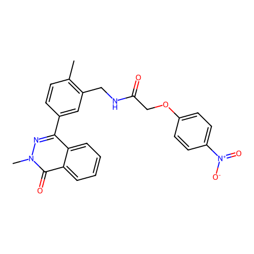 N-(2-methyl-5-(3-methyl-4-oxo-3,4-dihydrophthalazin-1-yl)benzyl)-2-(4-nitrophenoxy)acetamide structure
