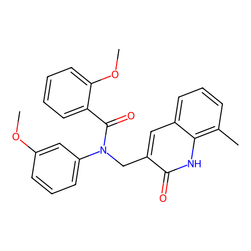 2-methoxy-N-(3-methoxyphenyl)-N-[(8-methyl-2-oxo-1,2-dihydroquinolin-3-yl)methyl]benzamide structure