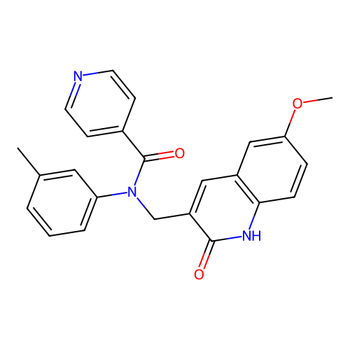 N-((2-hydroxy-6-methoxyquinolin-3-yl)methyl)-N-(m-tolyl)isonicotinamide structure