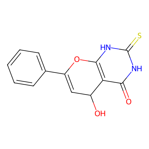5-hydroxy-7-phenyl-2-thioxo-2,3-dihydro-1H-pyrano[2,3-d]pyrimidin-4(5H)-one structure