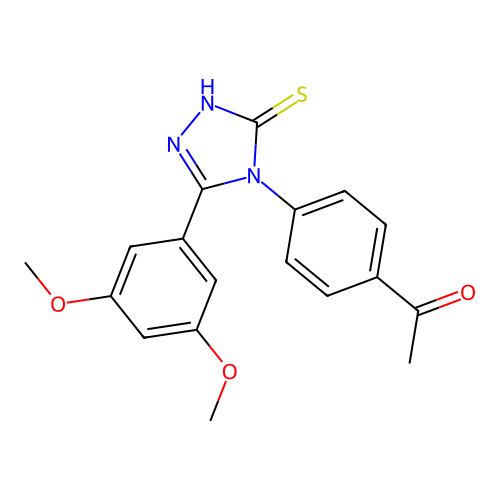 1-(4-(3-(3,5-dimethoxyphenyl)-5-mercapto-4H-1,2,4-triazol-4-yl)phenyl)ethanone structure