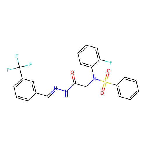 (E)-N-(2-fluorophenyl)-N-(2-oxo-2-(2-(3-(trifluoromethyl)benzylidene)hydrazinyl)ethyl)benzenesulfonamide structure