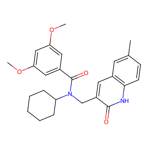 N-cyclohexyl-N-((2-hydroxy-6-methylquinolin-3-yl)methyl)-3,5-dimethoxybenzamide structure