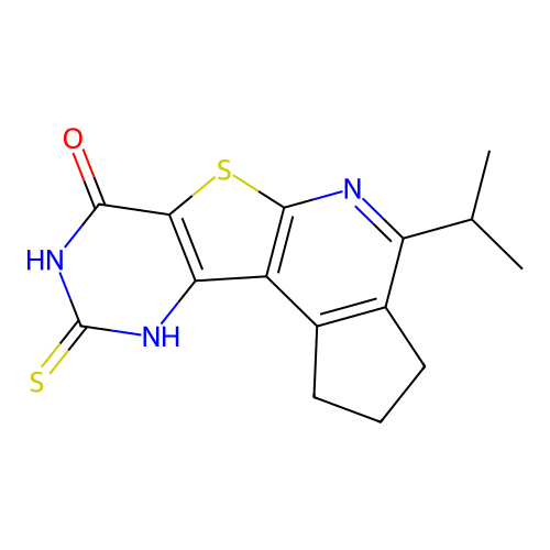 4-Isopropyl-9-thioxo-2,3,9,10-tetrahydro-1H,8H-6-thia-5,8,10-triaza-cyclopenta[c]fluoren-7-one structure