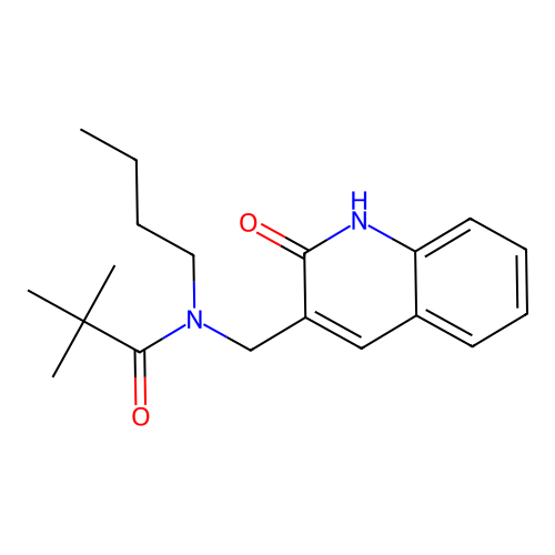 N-butyl-2,2-dimethyl-N-[(2-oxo-1H-quinolin-3-yl)methyl]propanamide structure