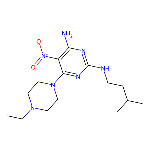 [4-Amino-6-(4-ethylpiperazinyl)-5-nitropyrimidin-2-yl](3-methylbutyl)amine structure