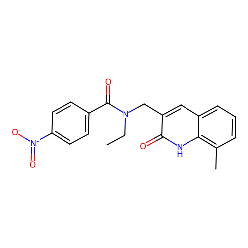 N-ethyl-N-[(8-methyl-2-oxo-1H-quinolin-3-yl)methyl]-4-nitrobenzamide structure