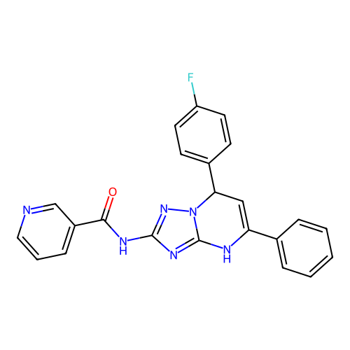 N-(7-(4-fluorophenyl)-5-phenyl-4,7-dihydro-[1,2,4]triazolo[1,5-a]pyrimidin-2-yl)nicotinamide structure