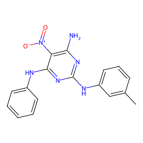 {6-Amino-2-[(3-methylphenyl)amino]-5-nitropyrimidin-4-yl}phenylamine structure