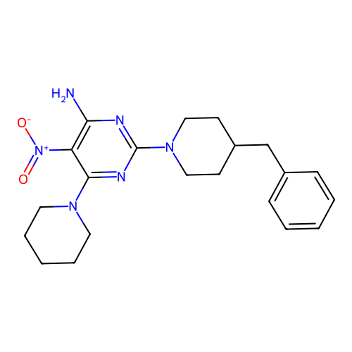 2-(4-Benzylpiperidin-1-yl)-5-nitro-6-(piperidin-1-yl)pyrimidin-4-amine structure