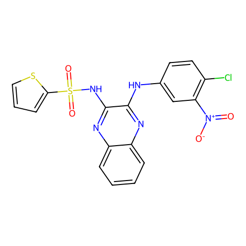 N-(3-((4-chloro-3-nitrophenyl)amino)quinoxalin-2-yl)thiophene-2-sulfonamide structure