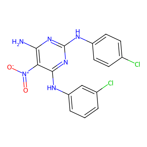 {6-Amino-2-[(4-chlorophenyl)amino]-5-nitropyrimidin-4-yl}(3-chlorophenyl)amine structure