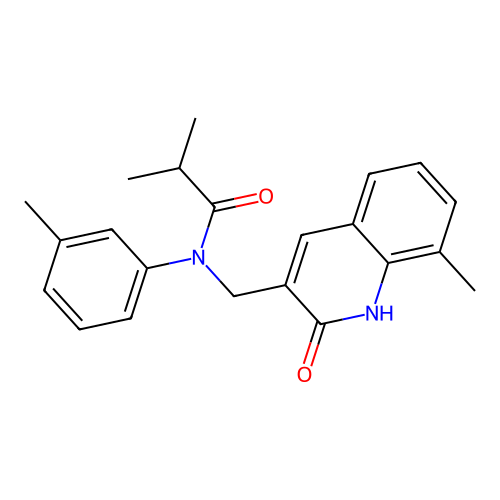 N-((2-hydroxy-8-methylquinolin-3-yl)methyl)-N-(m-tolyl)isobutyramide structure