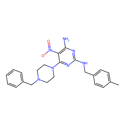 6-(4-benzylpiperazin-1-yl)-N~2~-(4-methylbenzyl)-5-nitropyrimidine-2,4-diamine structure