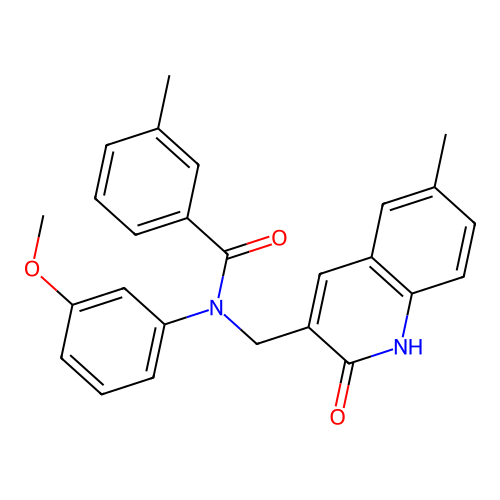 N-((2-hydroxy-6-methylquinolin-3-yl)methyl)-N-(3-methoxyphenyl)-3-methylbenzamide structure