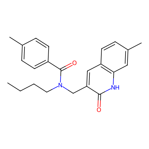 N-butyl-4-methyl-N-[(7-methyl-2-oxo-1,2-dihydroquinolin-3-yl)methyl]benzamide structure