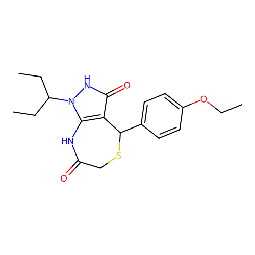 4-(4-ethoxyphenyl)-1-pentan-3-yl-4,8-dihydro-2H-pyrazolo[3,4-e][1,4]thiazepine-3,7-dione structure