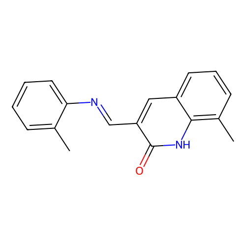 (E)-8-methyl-3-((o-tolylimino)methyl)quinolin-2-ol structure