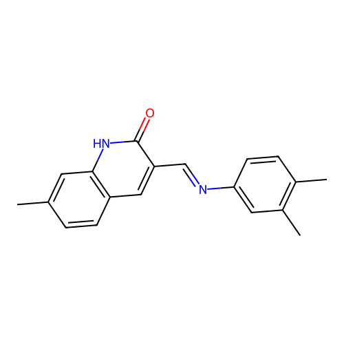 (E)-3-(((3,4-dimethylphenyl)imino)methyl)-7-methylquinolin-2-ol structure