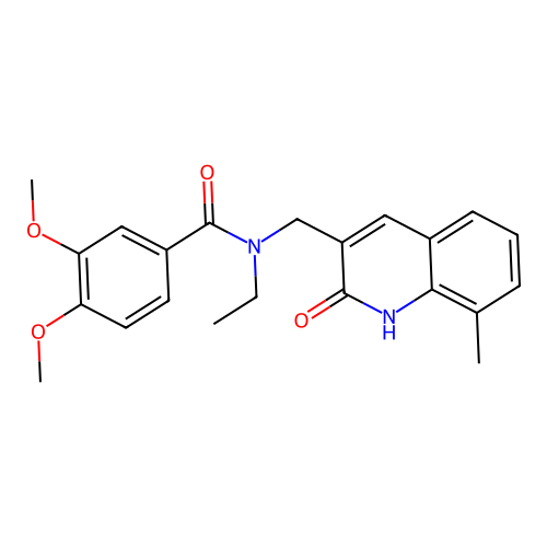 N-ethyl-3,4-dimethoxy-N-[(8-methyl-2-oxo-1H-quinolin-3-yl)methyl]benzamide structure
