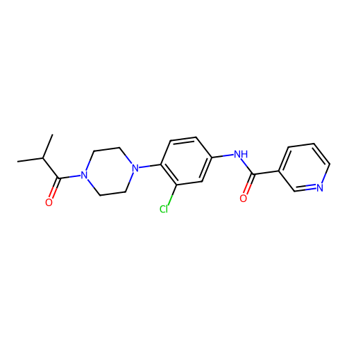N-{3-chloro-4-[4-(2-methylpropanoyl)piperazin-1-yl]phenyl}pyridine-3-carboxamide structure