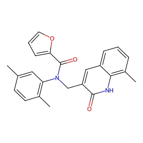 N-(2,5-dimethylphenyl)-N-((2-hydroxy-8-methylquinolin-3-yl)methyl)furan-2-carboxamide structure