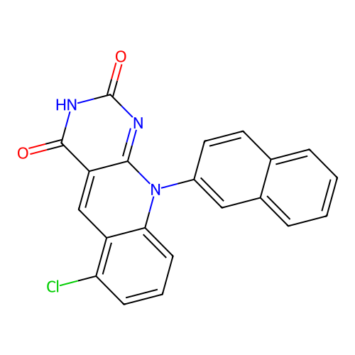 6-chloro-4-hydroxy-10-(naphthalen-2-yl)pyrimido[4,5-b]quinolin-2(10H)-one structure