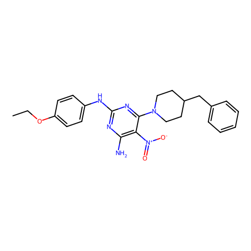 {4-Amino-5-nitro-6-[4-benzylpiperidyl]pyrimidin-2-yl}(4-ethoxyphenyl)amine structure