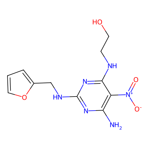 2-[[6-Amino-2-(furan-2-ylmethylamino)-5-nitropyrimidin-4-yl]amino]ethanol structure