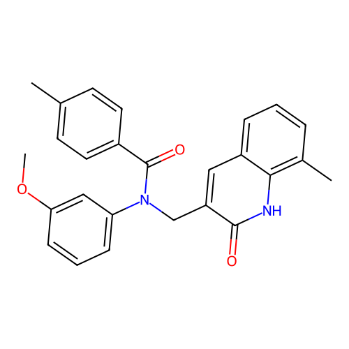 N-((2-hydroxy-8-methylquinolin-3-yl)methyl)-N-(3-methoxyphenyl)-4-methylbenzamide structure