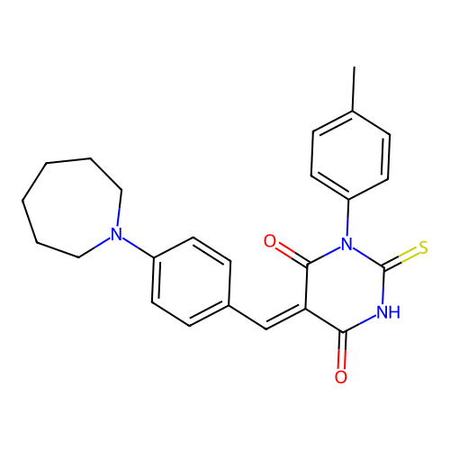 (5Z)-5-[[4-(azepan-1-yl)phenyl]methylidene]-1-(4-methylphenyl)-2-sulfanylidene-1,3-diazinane-4,6-dione structure